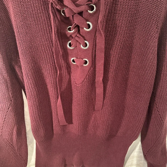 Outback trading co burgundy knit crop sweater L/XL - Picture 4 of 6